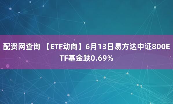 配資網(wǎng)查詢 【ETF動(dòng)向】6月13日易方達(dá)中證800ETF基金跌0.69%